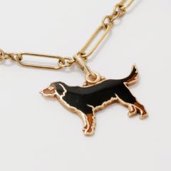 Vintage 14 Karat Yellow Gold and Enamel Dog Motif Charm Bracelet