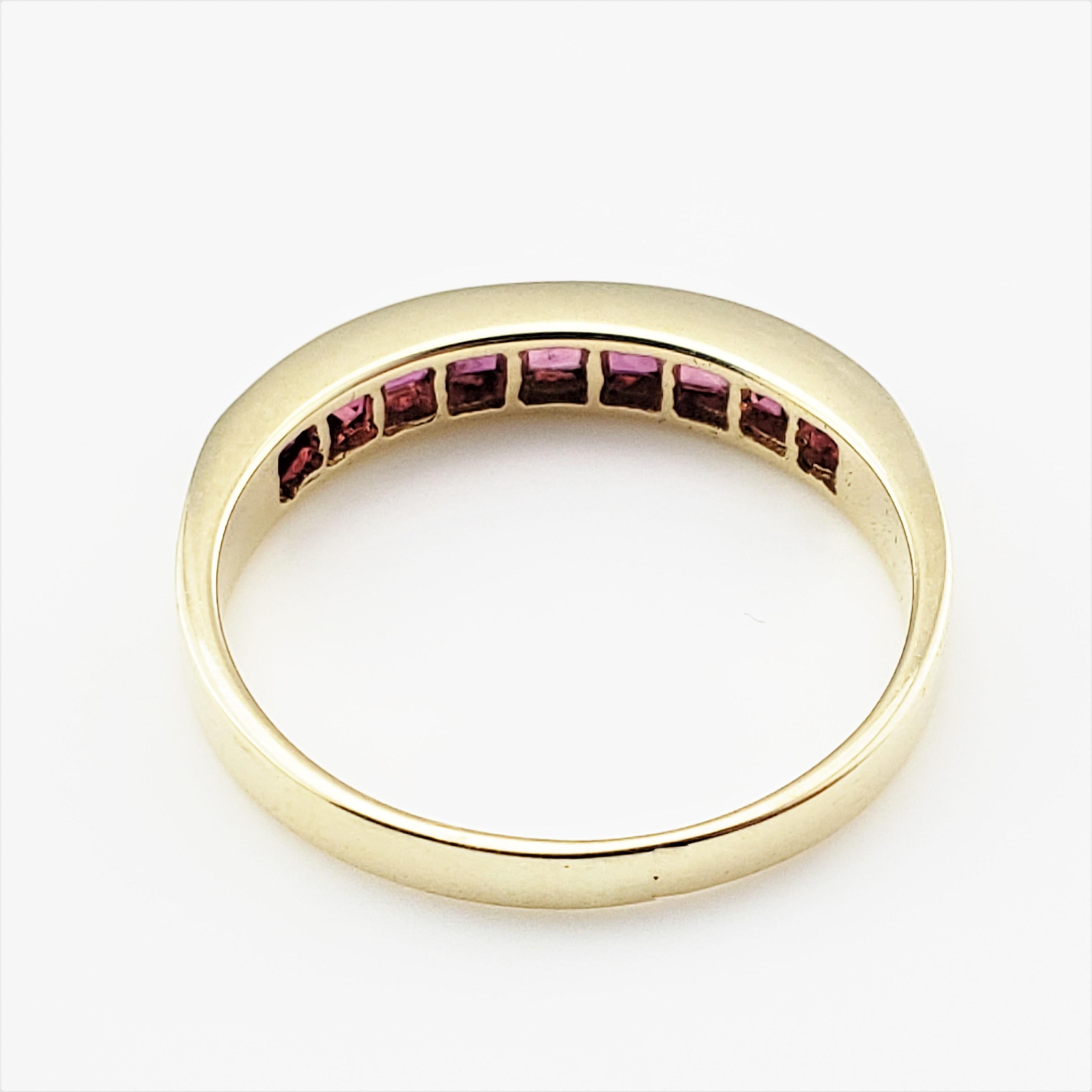 Women's 14 Karat Yellow Gold and Garnet Ring For Sale