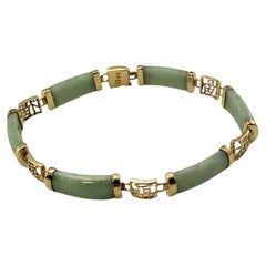 14 Karat Yellow Gold and Jade Bracelet