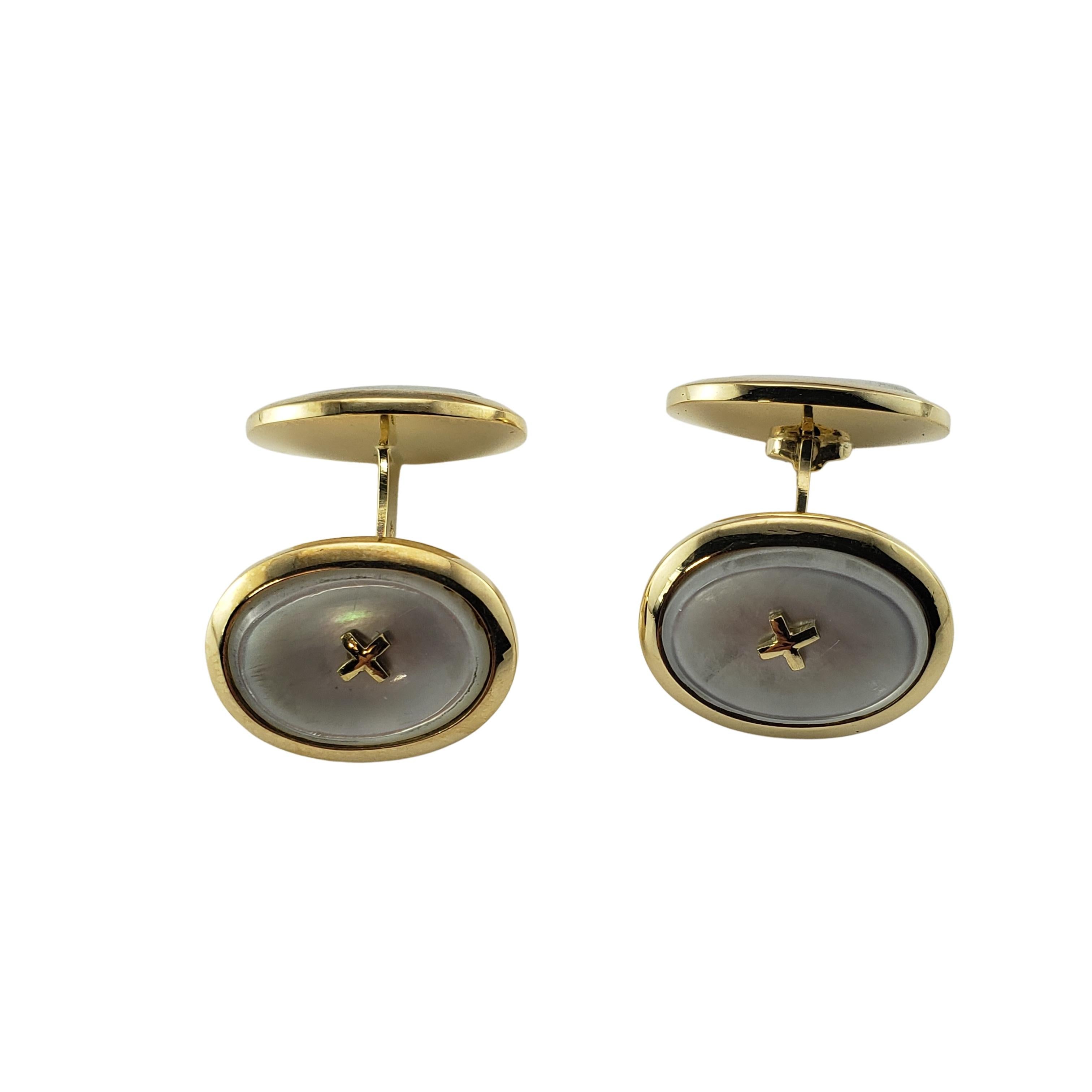 14 Karat Yellow Gold and Mother of Pearl Cufflinks 2