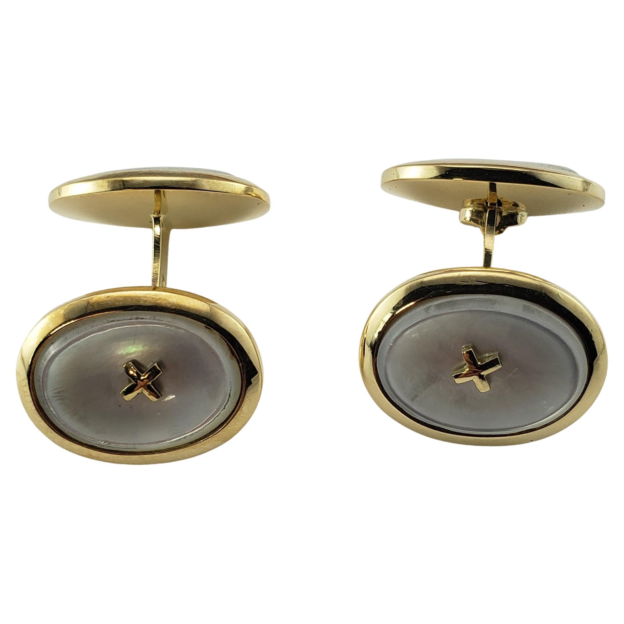 Vintage 14 Karat Yellow Gold and Mother of Pearl Cufflinks For