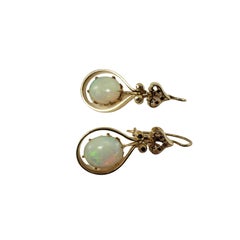 Vintage 14 Karat Yellow Gold and Opal Dangle Earrings