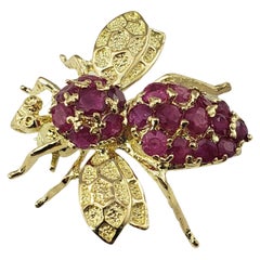 14 Karat Yellow Gold and Ruby Bee Brooch/Pendant