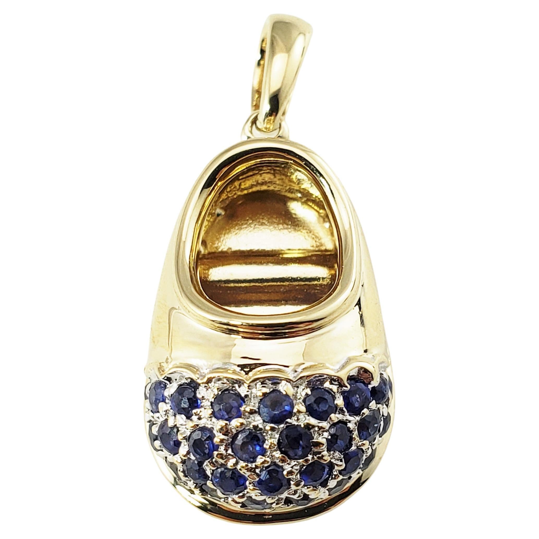 Vintage 14 Karat Yellow Gold and Sapphire Baby Shoe Charm