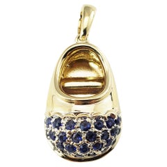 Vintage 14 Karat Yellow Gold and Sapphire Baby Shoe Charm