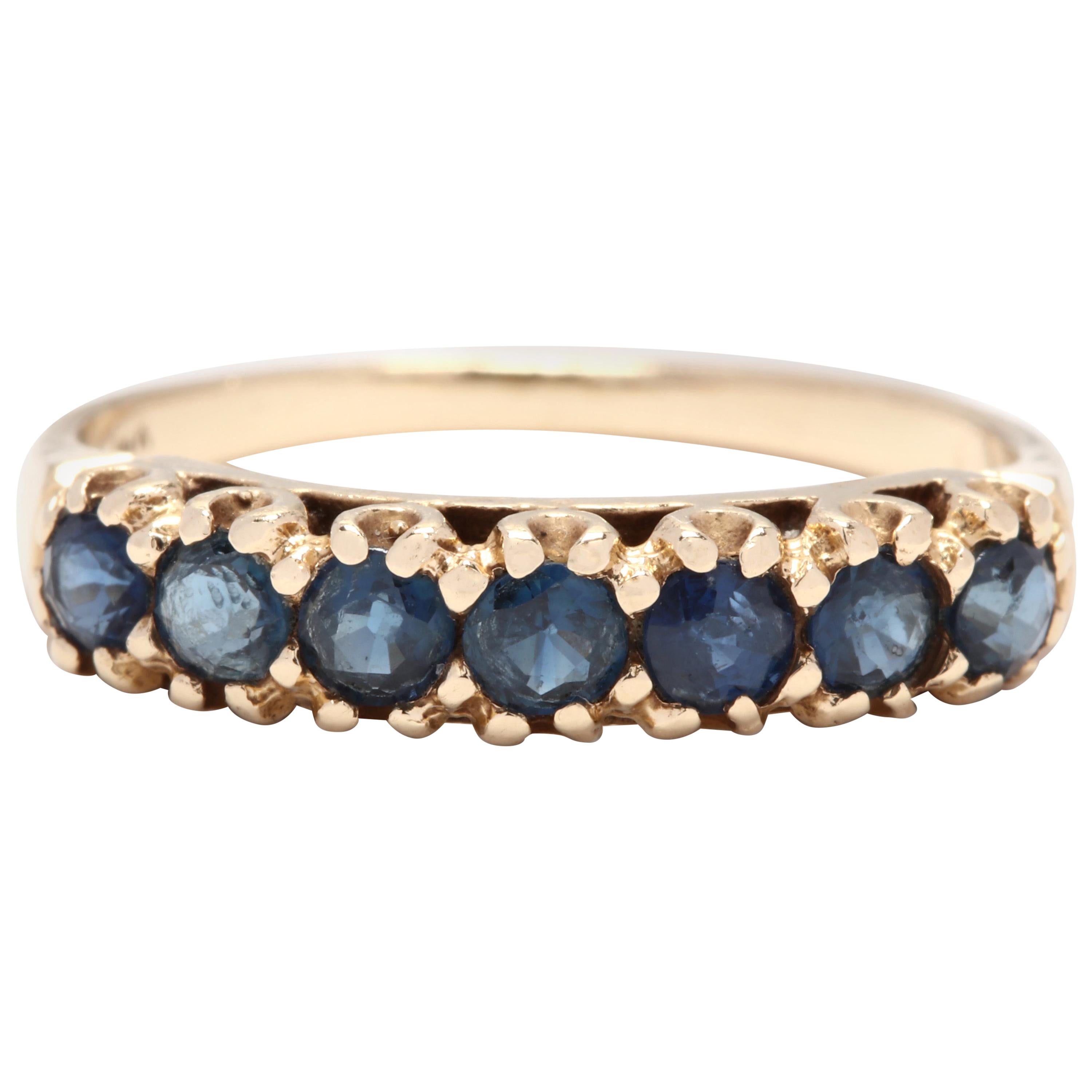 Vintage 14 Karat Yellow Gold and Sapphire Stackable Band Ring