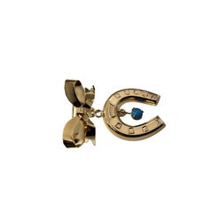 Vintage 14 Karat Yellow Gold and Turquoise Horseshoe Brooch/Pin