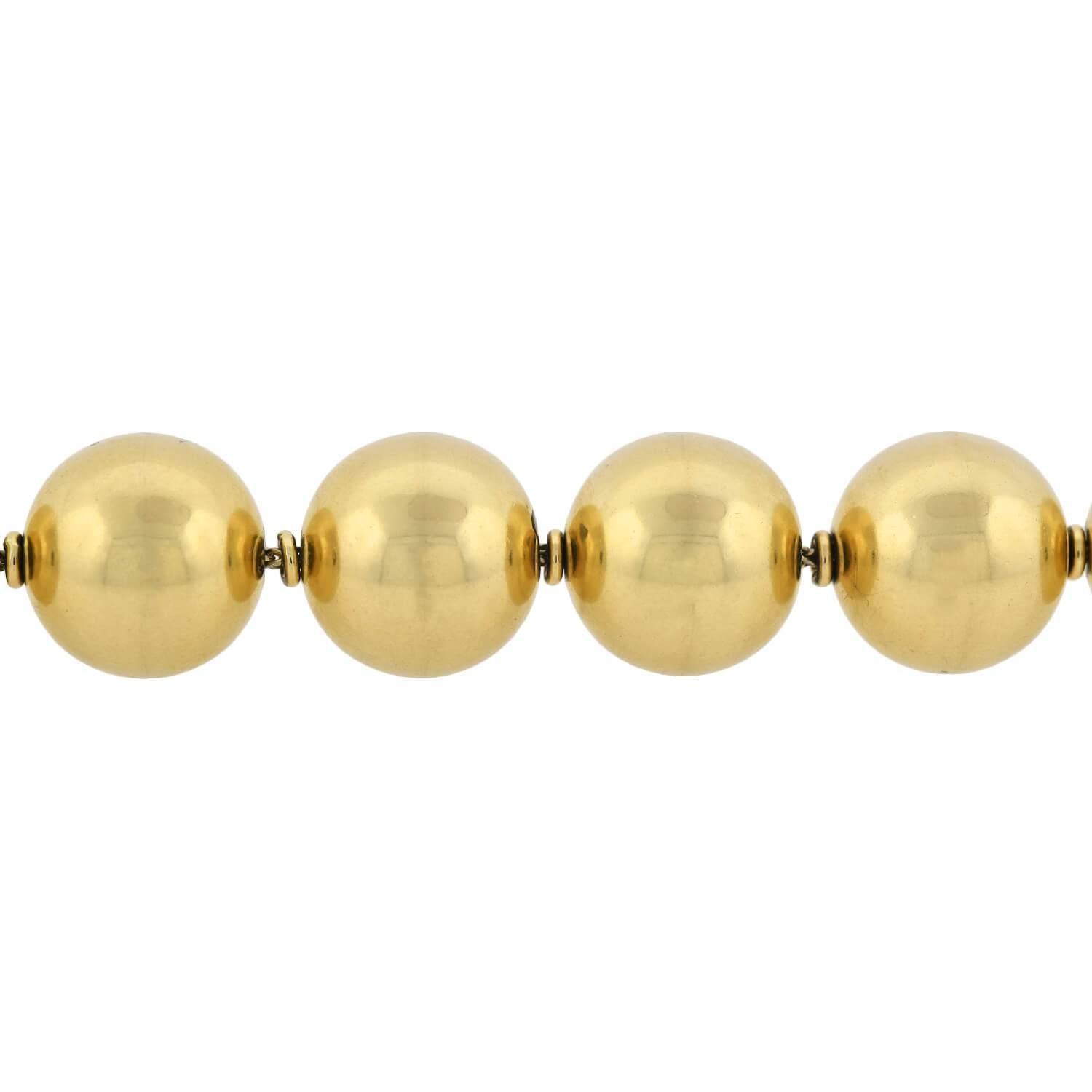 Bracelet boule vintage en or jaune 14 carats Bon état - En vente à Narberth, PA