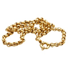 Antique 14K Yellow Gold Sailor Clasp Rolo Chain Necklace