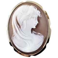 Vintage 14 Karat Yellow Gold Cameo Brooch/Pendant