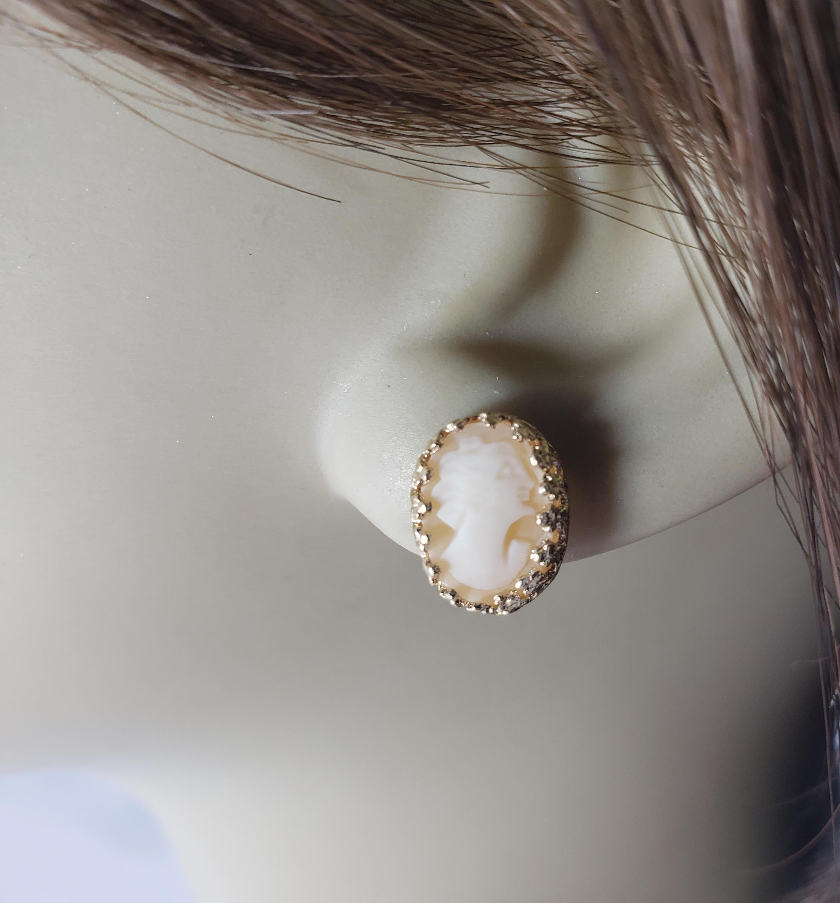 14 Karat Yellow Gold Cameo Earrings For Sale 2