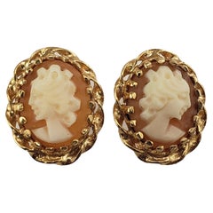 14k gold cameo earrings 14 Karat Yellow Gold Cameo Earrings