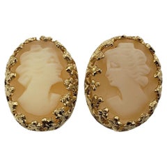 Vintage 14 Karat Yellow Gold Cameo Earrings