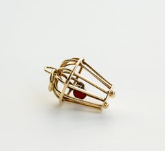 Vintage 14 Karat Yellow Gold Cege with a Heart Charm Bracelet