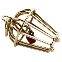 Vintage 14 Karat Yellow Gold Cege with a Heart Charm Bracelet