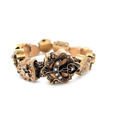 Vintage 14 Karat Yellow Gold Charm Bracelet with 1.00-1.5 MM Pearls