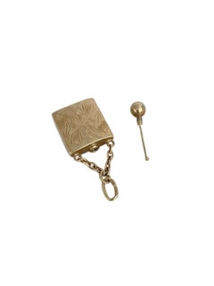 Vintage 14 Karat Gold Chatelaine Perfume Bottle Floral Charm Pendant