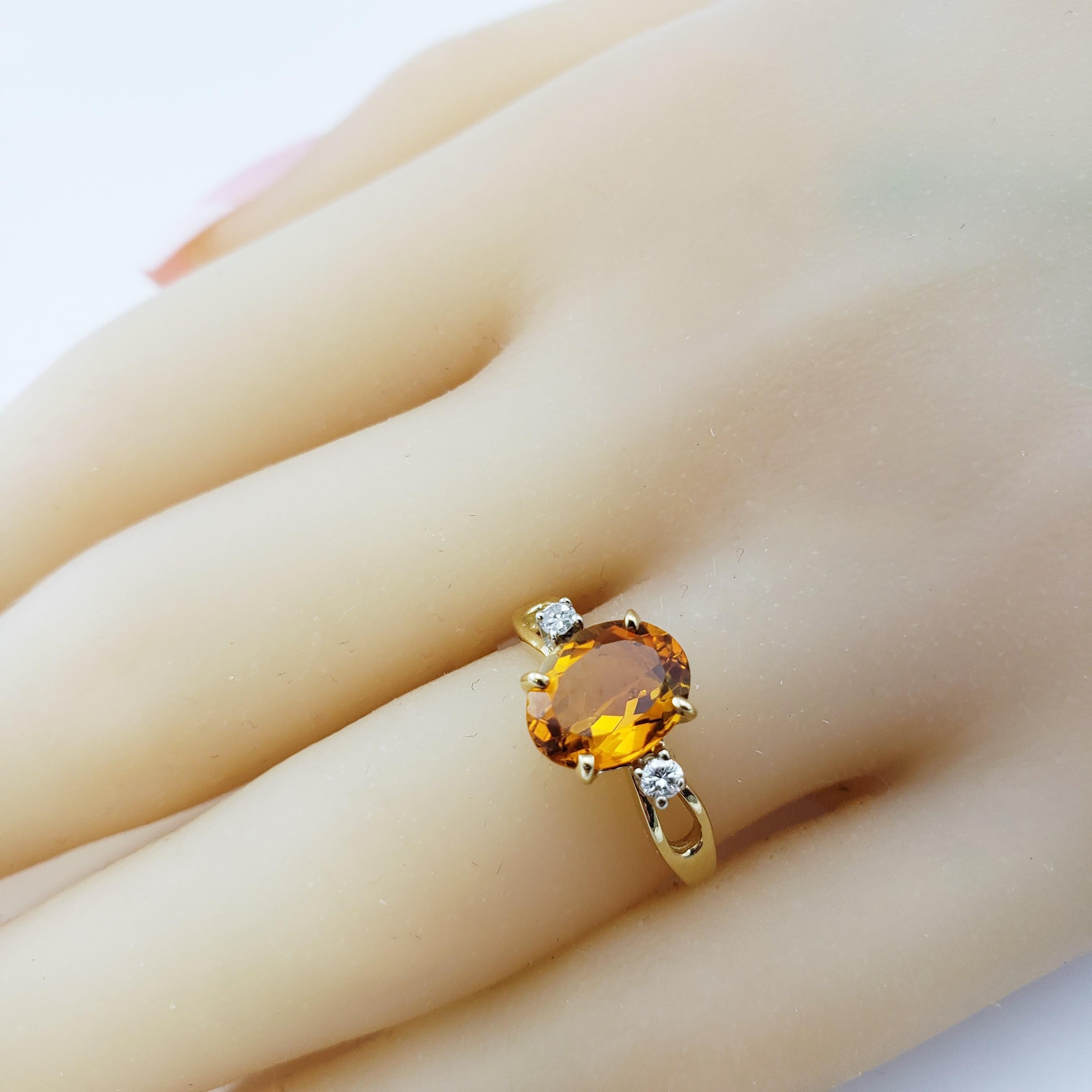 Women's 14 Karat Yellow Gold Citrine and Diamond Ring