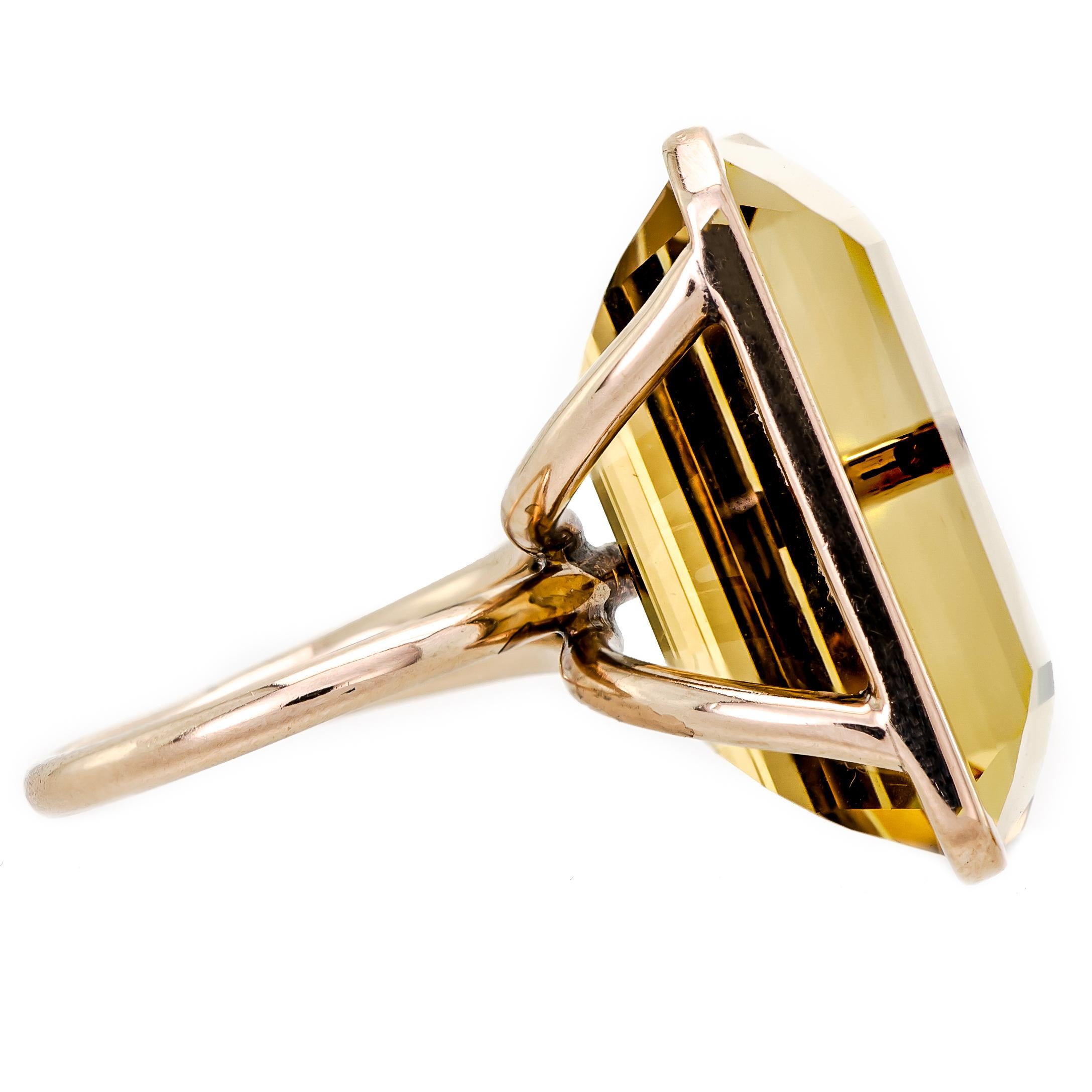 Women's Vintage 14 Karat Yellow Gold Citrine Cocktail Ring