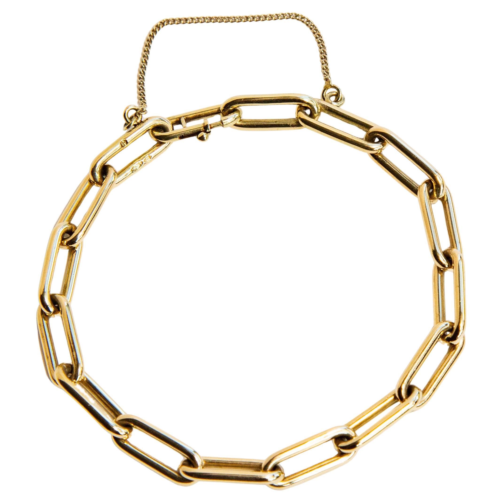 Vintage 14 Karat Yellow Gold Closed Forever Link Bracelet For Sale
