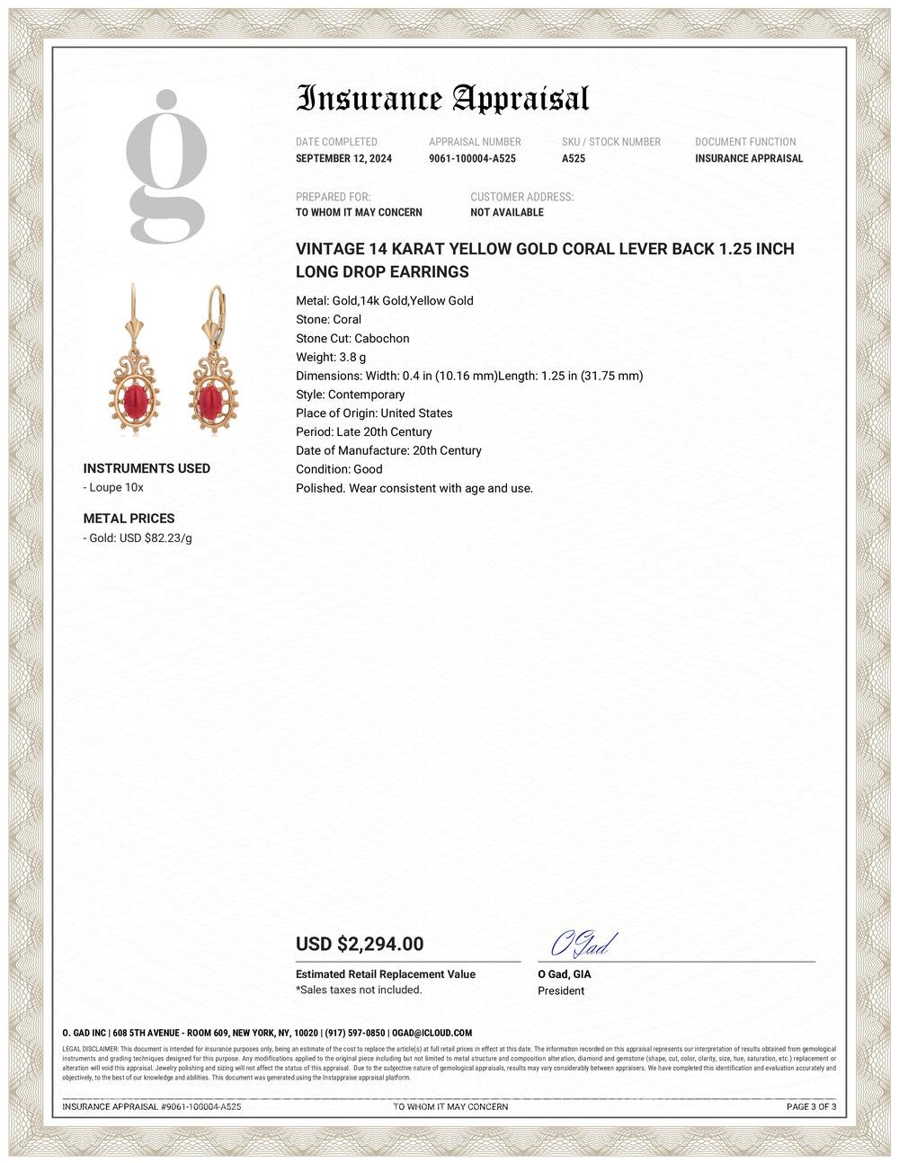 Add a touch of vintage elegance to your jewelry collection with these exquisite 14k yellow gold coral drop earrings. Featuring stunning natural coral gemstones, these earrings are a perfect blend of classic beauty and modern sophistication. Each
