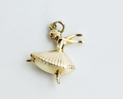 Vintage 14 Karat Yellow Gold Dancer Ballerina Charm Bracelet