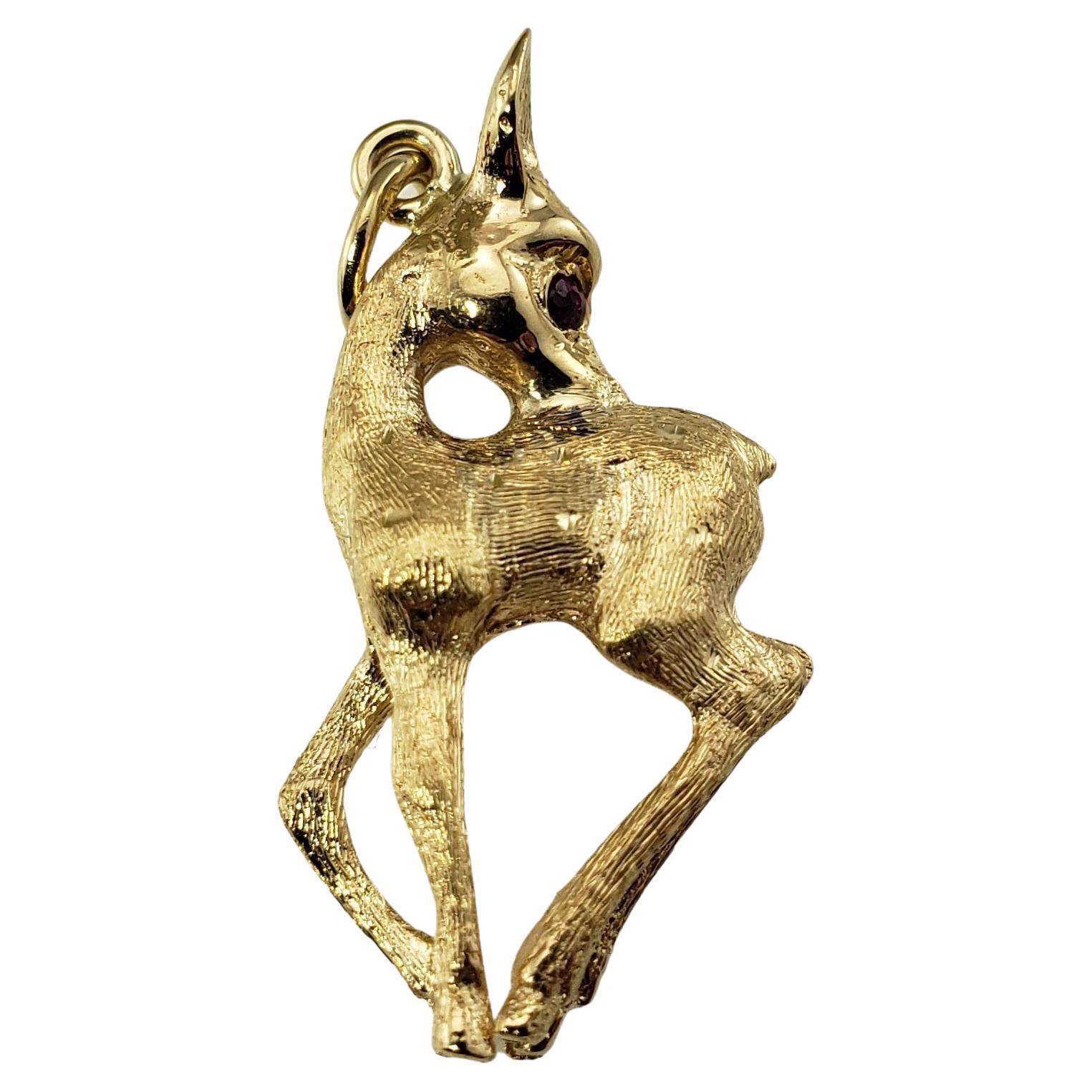14 Karat Yellow Gold Deer Charm For Sale