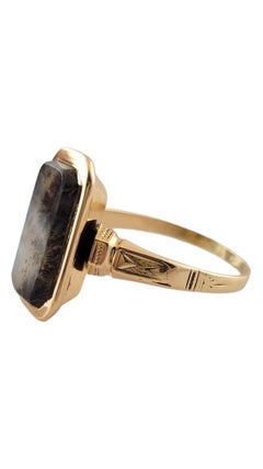 Vintage 14 Karat Yellow Gold Dendritic Moss Agate Ring Size 8 #17770