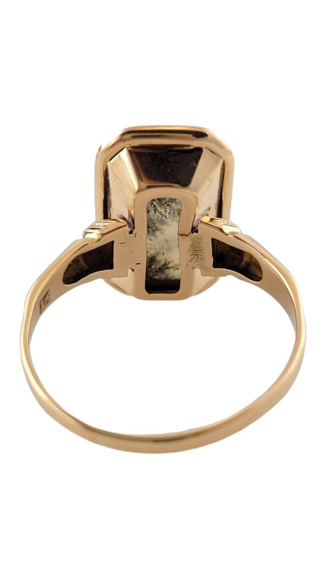 Vintage 14 Karat Yellow Gold Dendritic Moss Agate Ring Size 8 #17770 In Good Condition In Washington Depot, CT