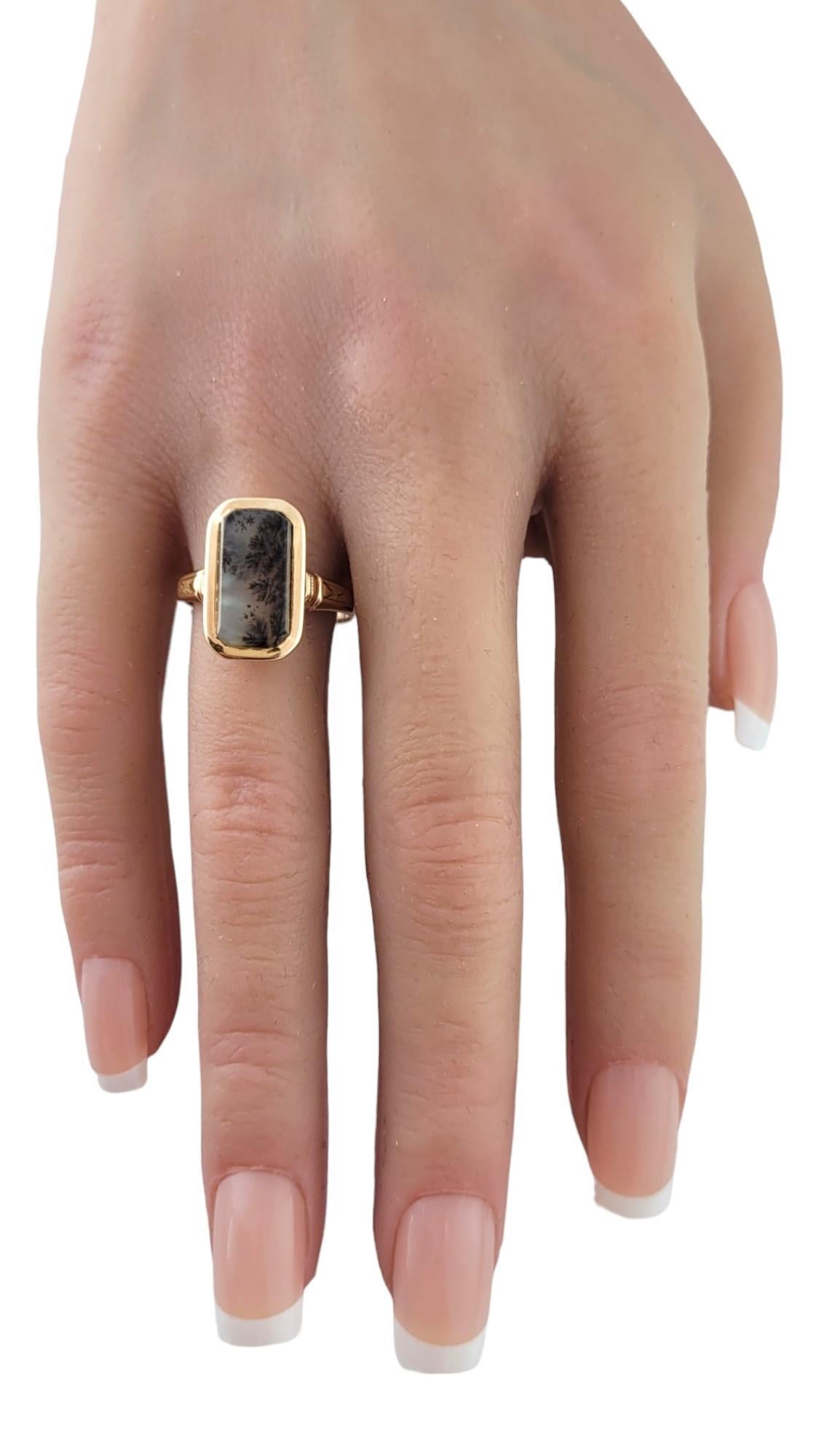 Vintage 14 Karat Yellow Gold Dendritic Moss Agate Ring Size 8 #17770 1
