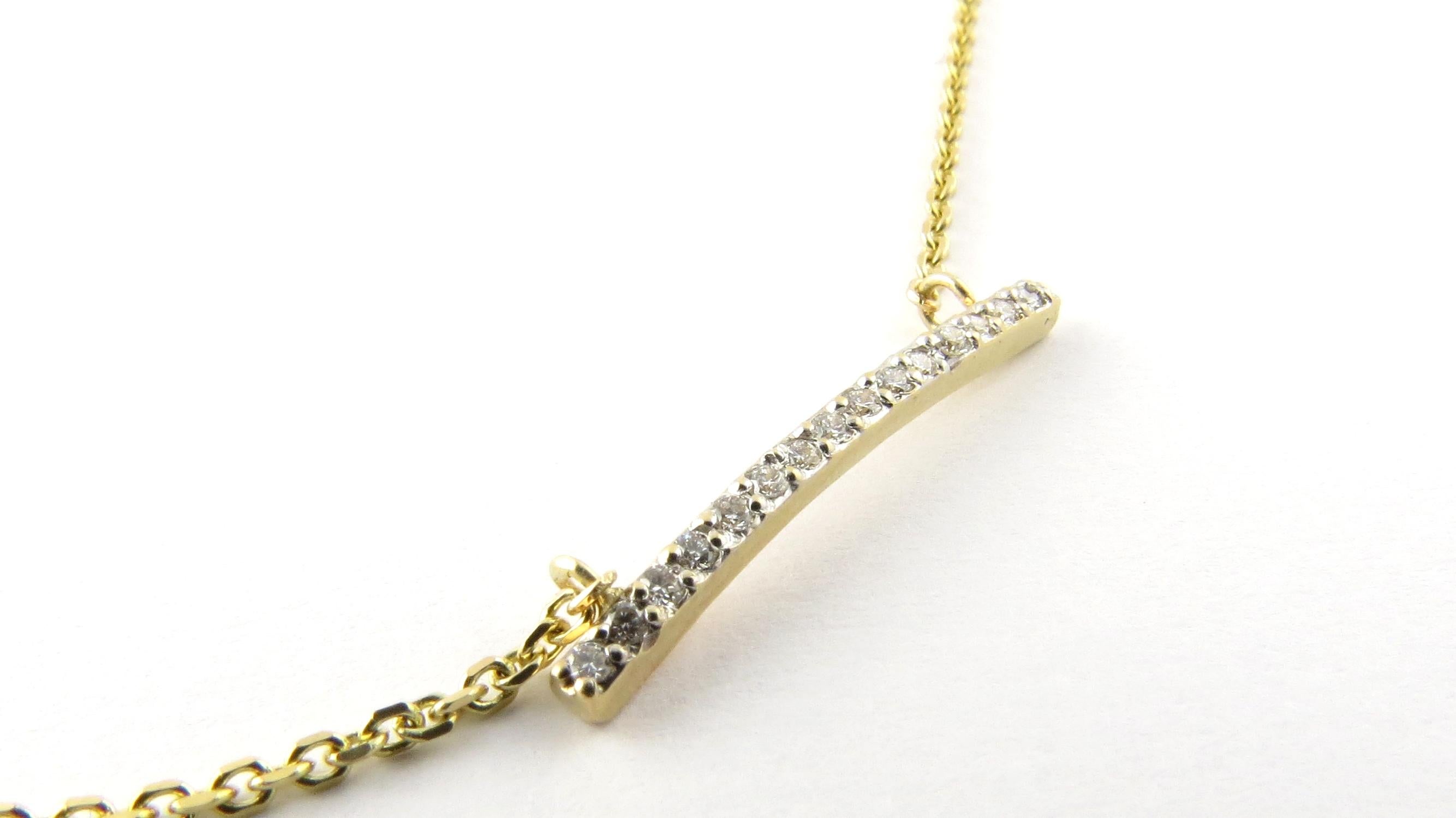 Vintage 14 Karat Yellow Gold Diamond Bar Necklace #16315 In Good Condition For Sale In Washington Depot, CT