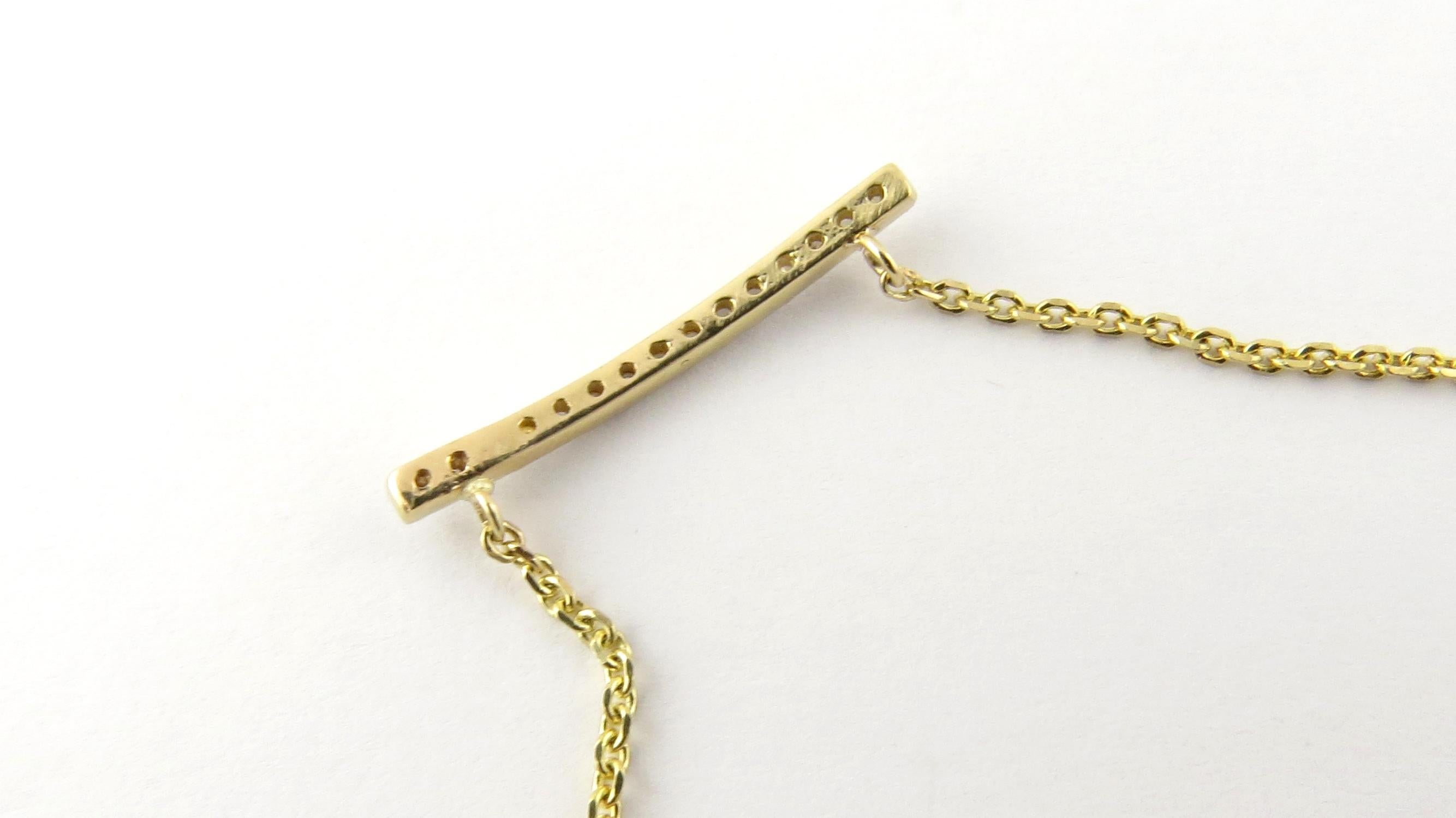 Women's Vintage 14 Karat Yellow Gold Diamond Bar Necklace #16315 For Sale