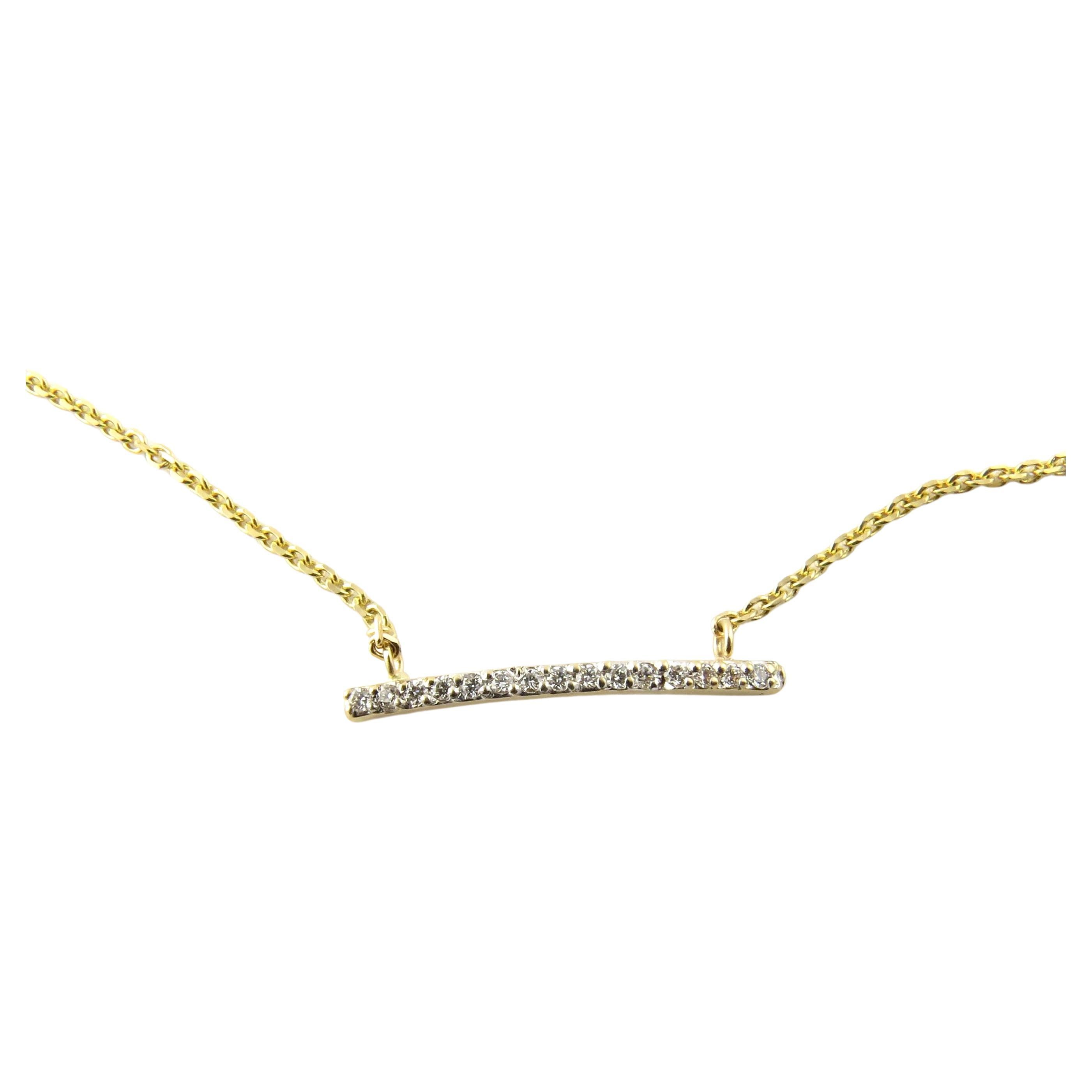 Vintage 14 Karat Yellow Gold Diamond Bar Necklace #16315 For Sale