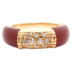 Cornaline-Ring aus 14 Karat Gelbgold mit Diamanten