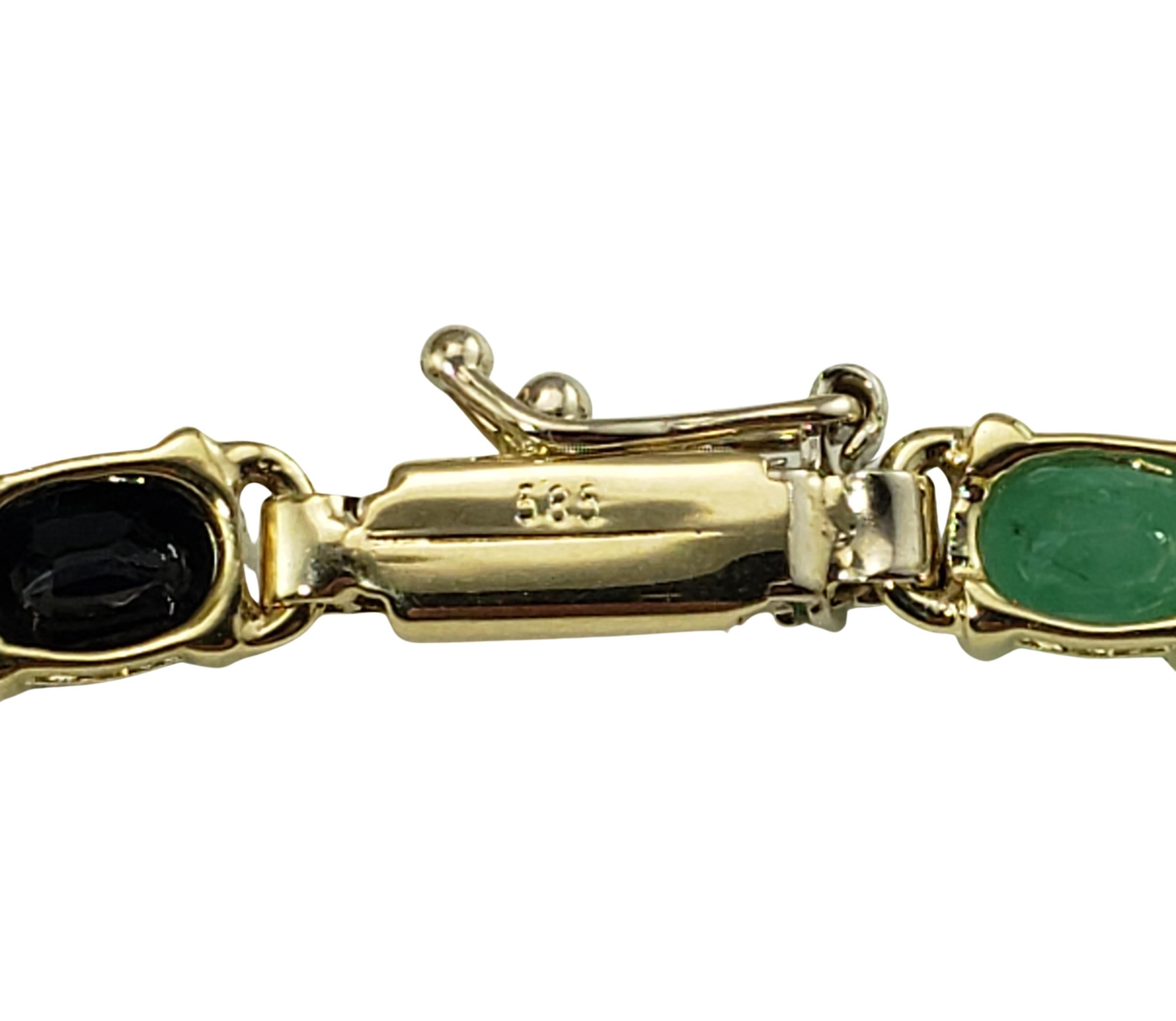 14 Karat Yellow Gold Diamond, Emerald, Sapphire and Ruby Bracelet In Good Condition In Washington Depot, CT