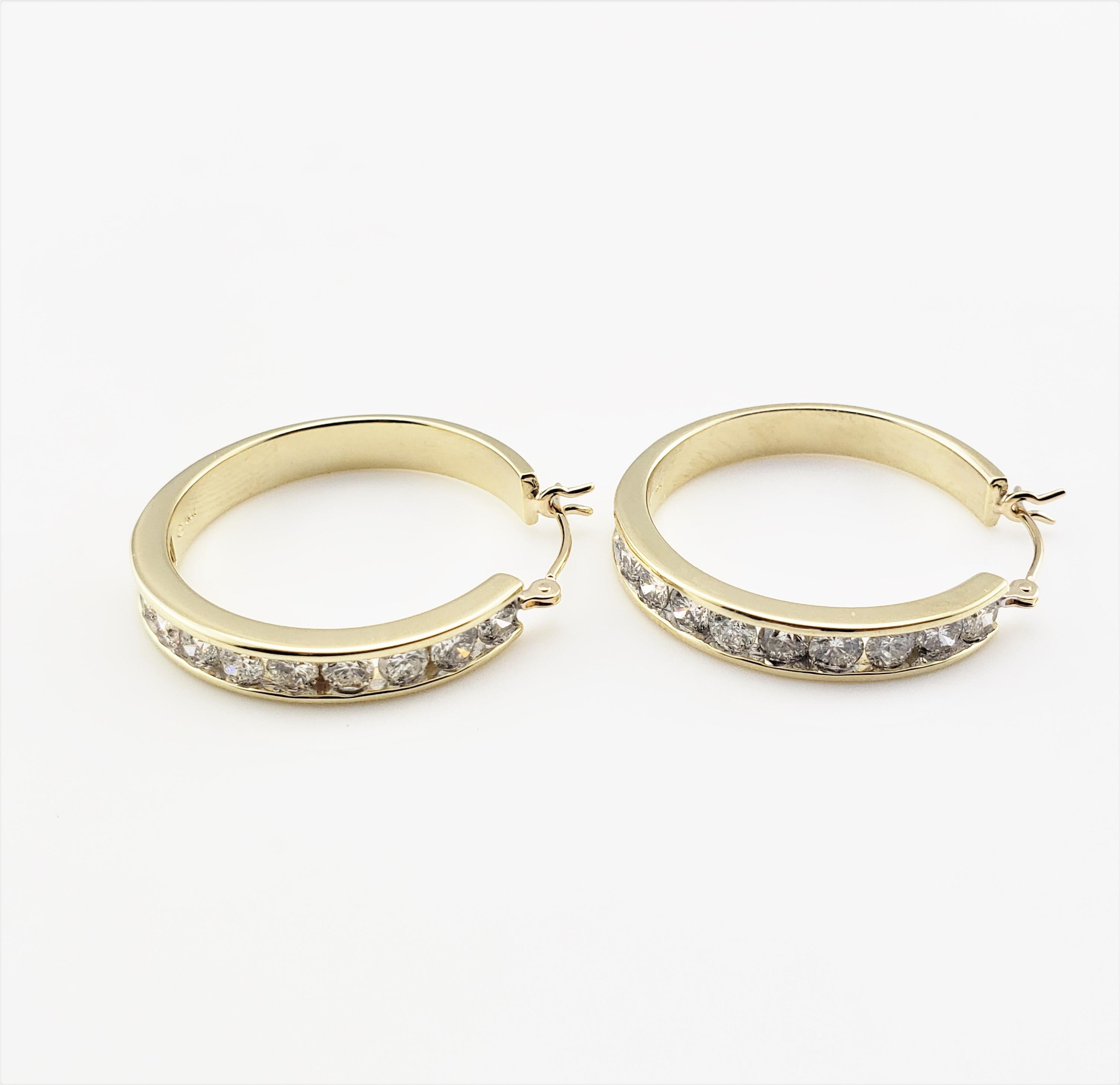 14 Karat Gelbgold Diamant-Creolen-Ohrringe (Rundschliff)