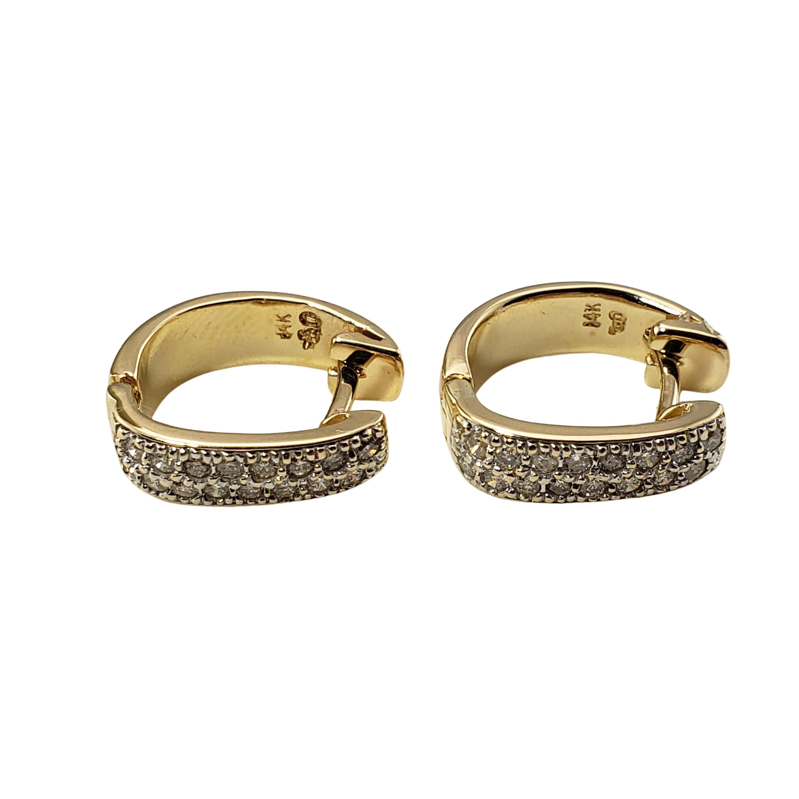 Brilliant Cut 14 Karat Yellow Gold Diamond Hoop Earrings For Sale