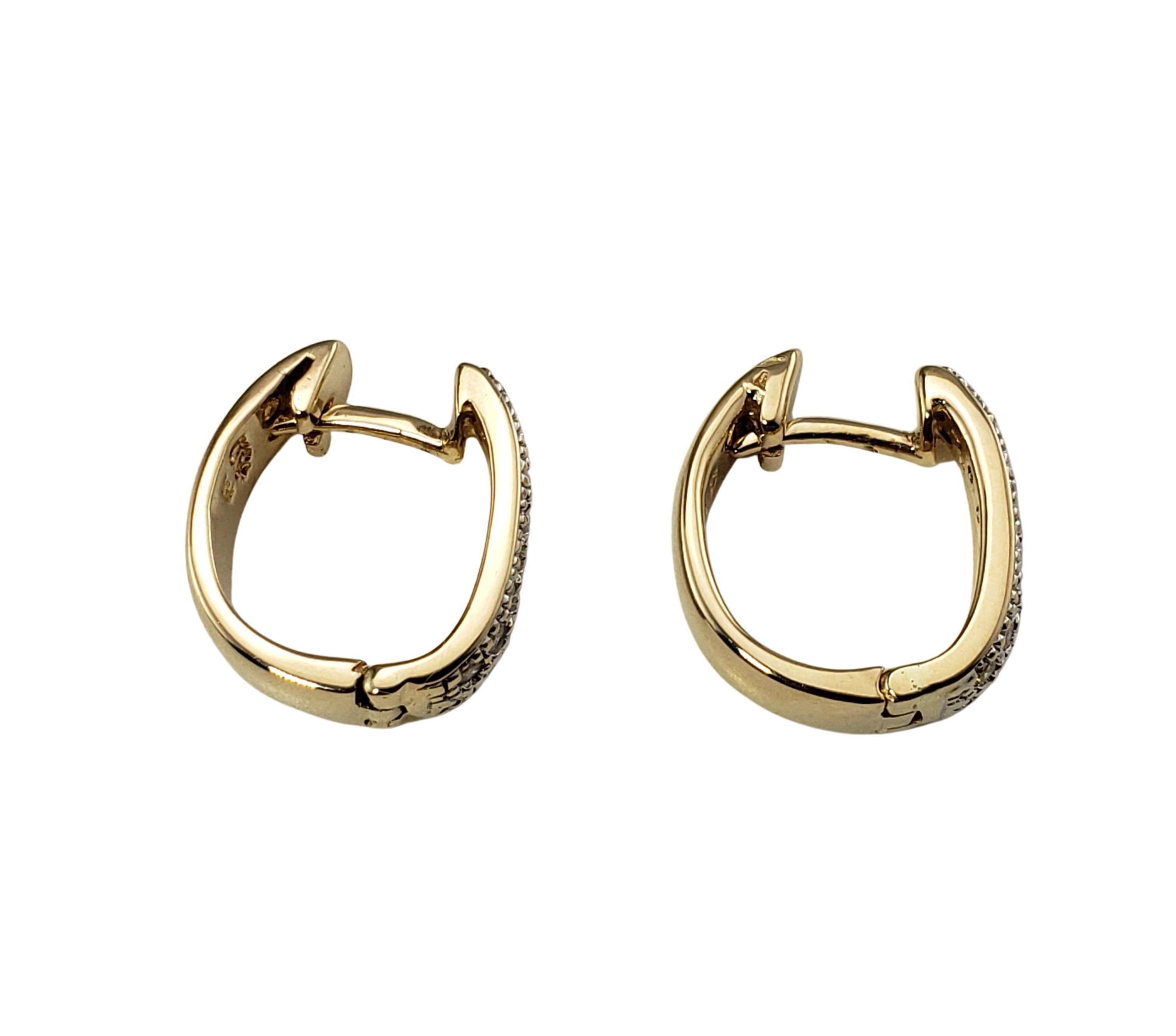 14 Karat Yellow Gold Diamond Hoop Earrings For Sale 1