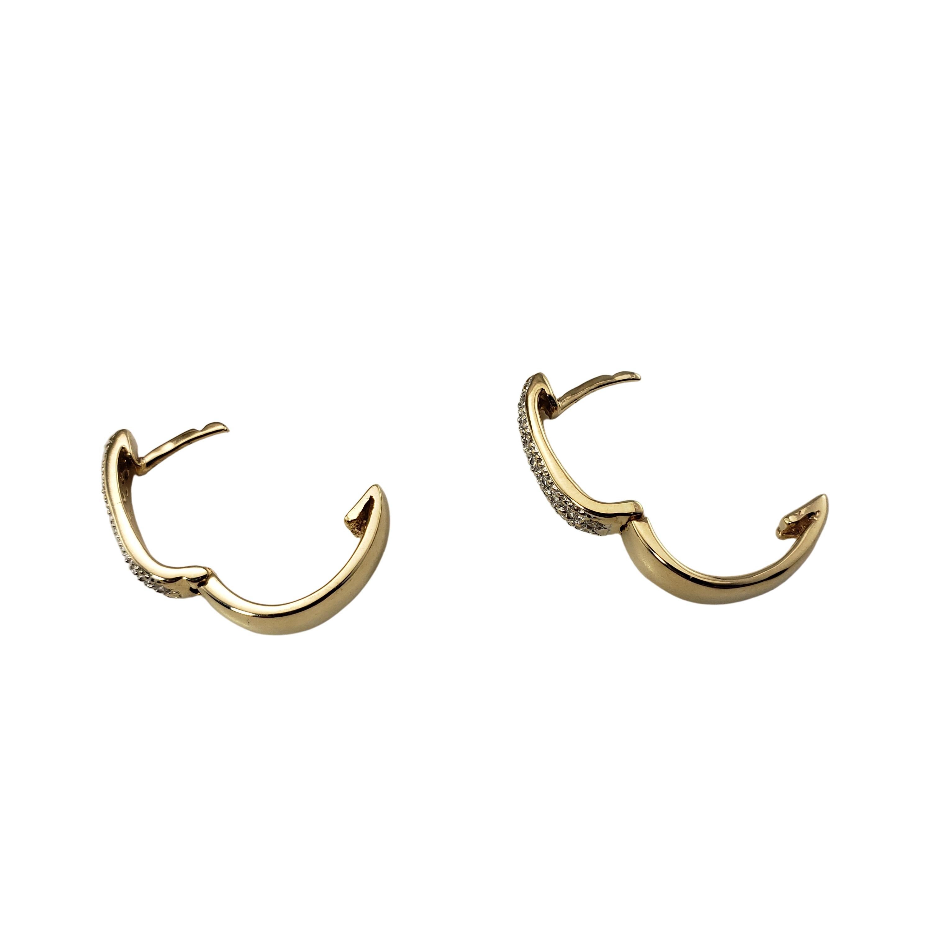 14 Karat Yellow Gold Diamond Hoop Earrings For Sale 2