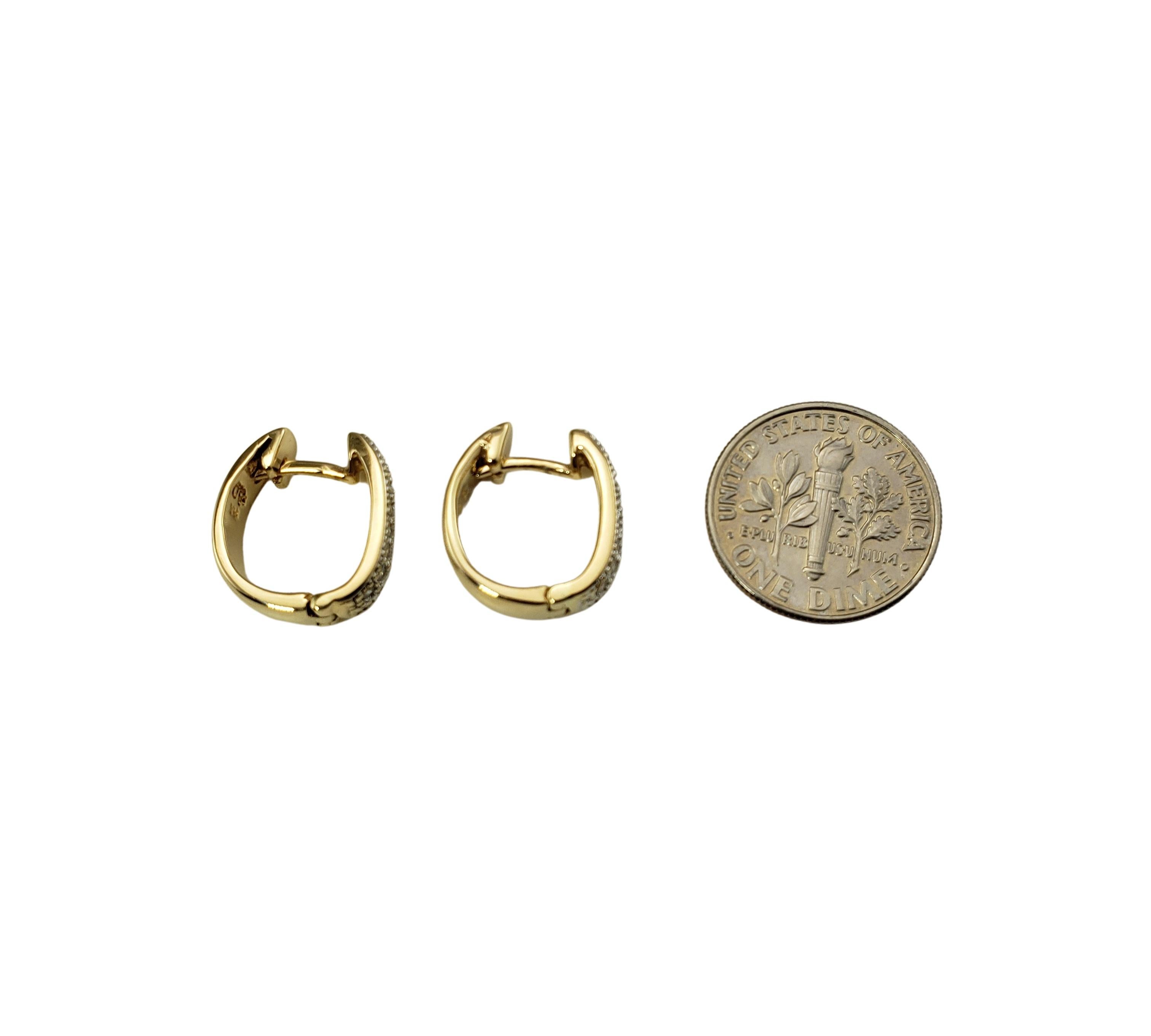 14 Karat Yellow Gold Diamond Hoop Earrings For Sale 4
