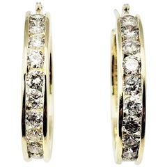 14 Karat Gelbgold Diamant-Creolen-Ohrringe
