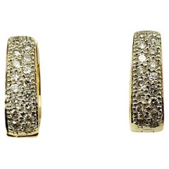 14 Karat Yellow Gold Diamond Hoop Earrings