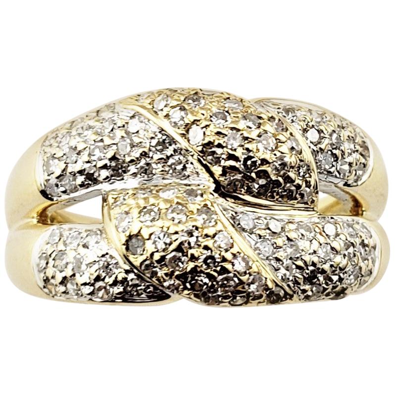 Vintage 14 Karat Yellow Gold Diamond Knot Ring For Sale