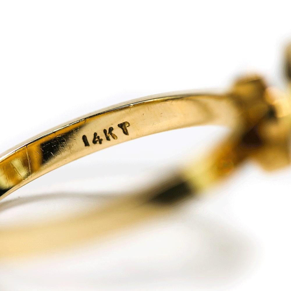 Round Cut Vintage 14 Karat Yellow Gold Diamond ‘Lucky’ Horse Shoe Spinner Ring, circa 1990