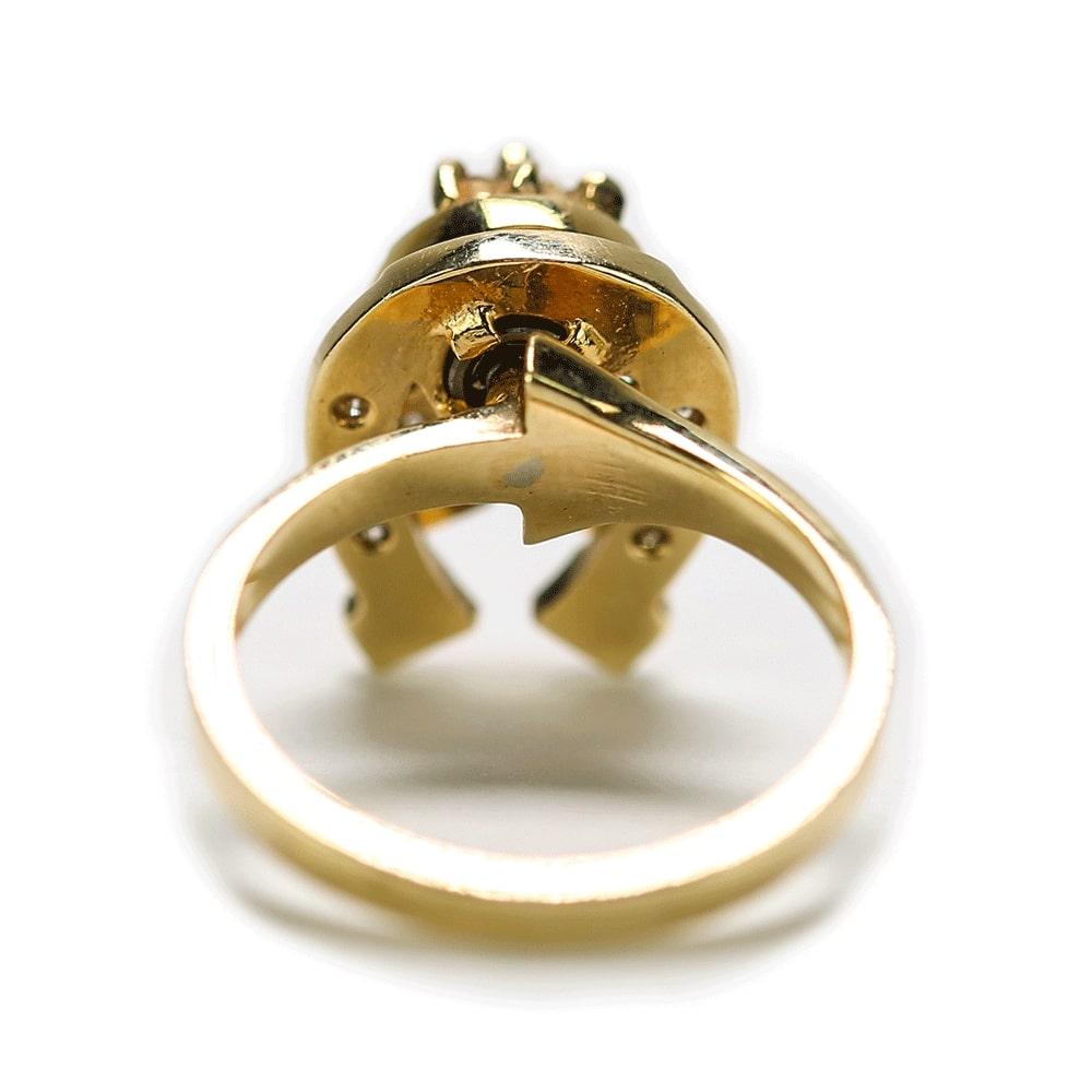 Women's Vintage 14 Karat Yellow Gold Diamond ‘Lucky’ Horse Shoe Spinner Ring, circa 1990