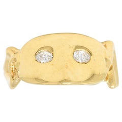 Bague masquerade vintage en or jaune 14 carats et diamants