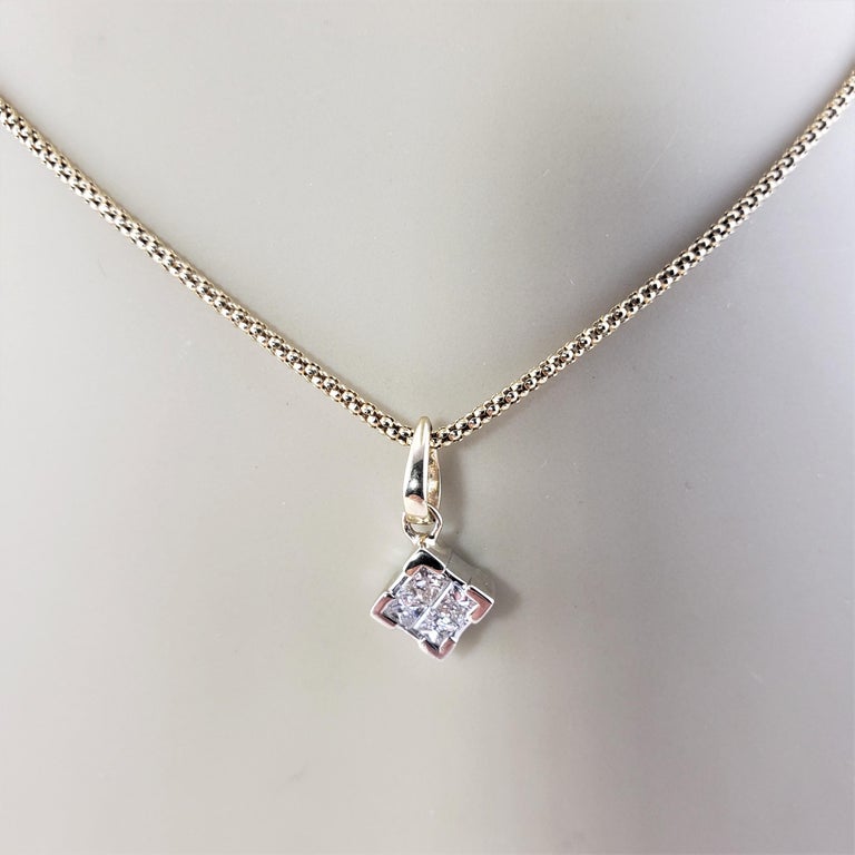 14 Karat Yellow Gold Diamond Pendant Necklace For Sale at 1stDibs