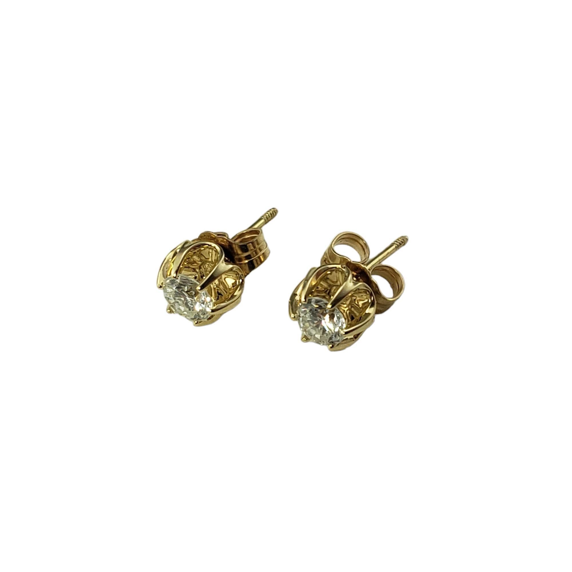 Vintage 14 Karat Yellow Gold Diamond Stud Earrings #15527 In Good Condition For Sale In Washington Depot, CT