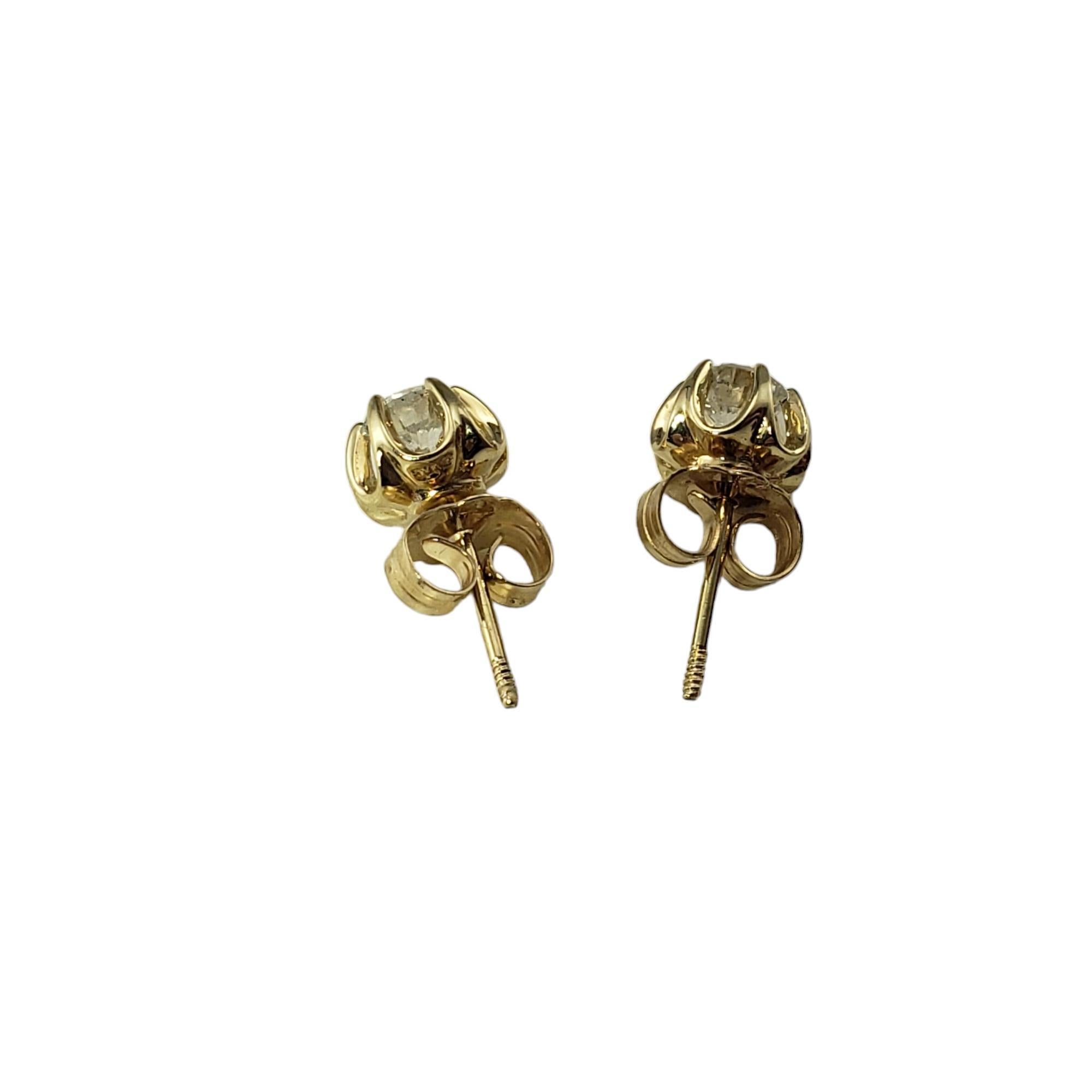 Women's Vintage 14 Karat Yellow Gold Diamond Stud Earrings #15527 For Sale