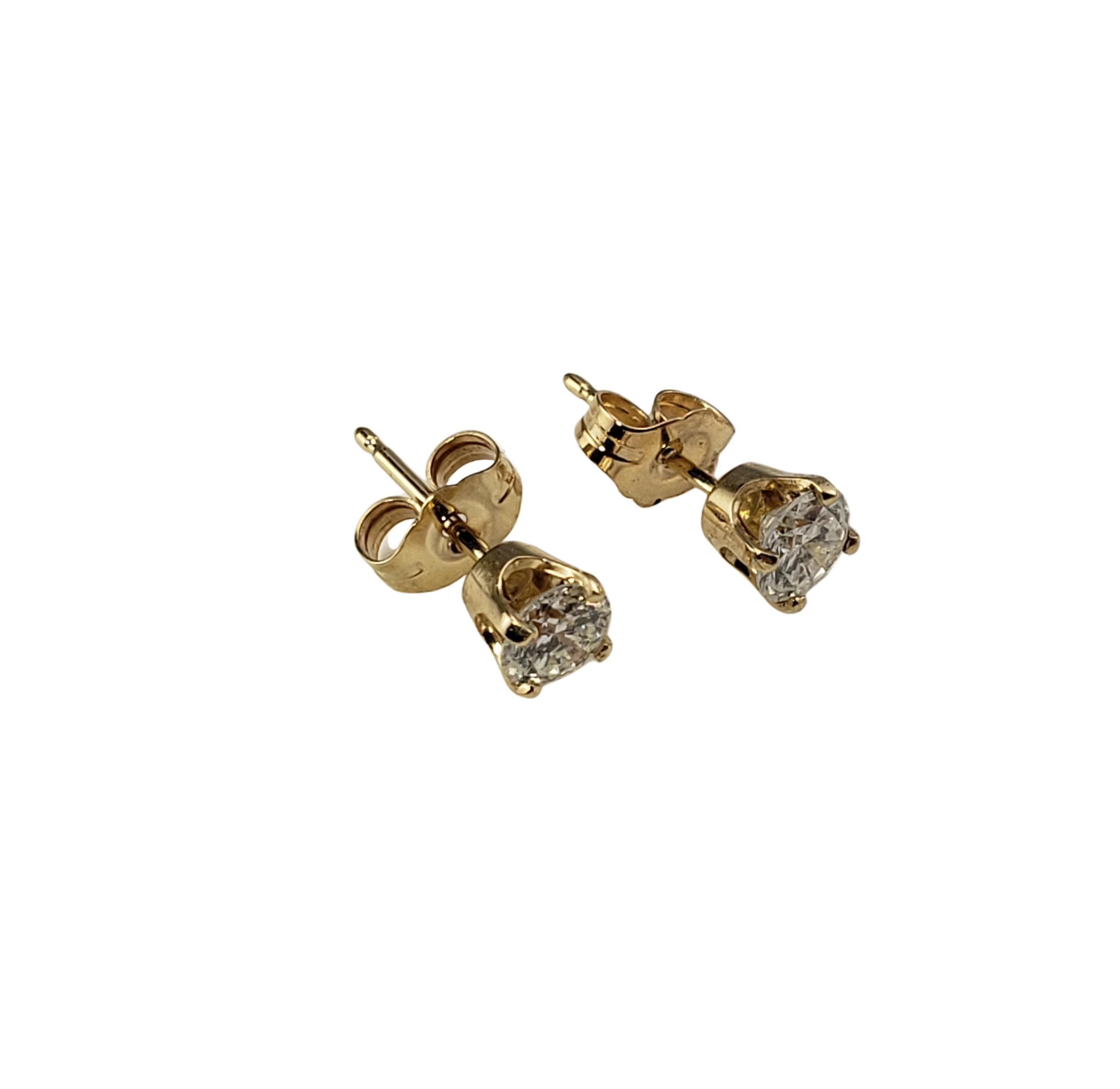 14 Karat Yellow Gold Diamond Stud Earrings .60 TCW. In Good Condition For Sale In Washington Depot, CT